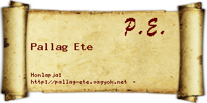 Pallag Ete névjegykártya